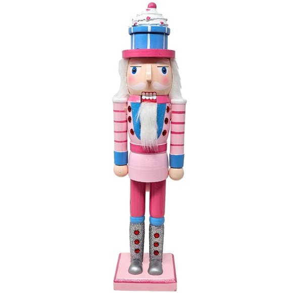 Pink Cupcake Pastel Soldier Nutcracker 14.5", Candy Themed Decor - Picture 1 of 5